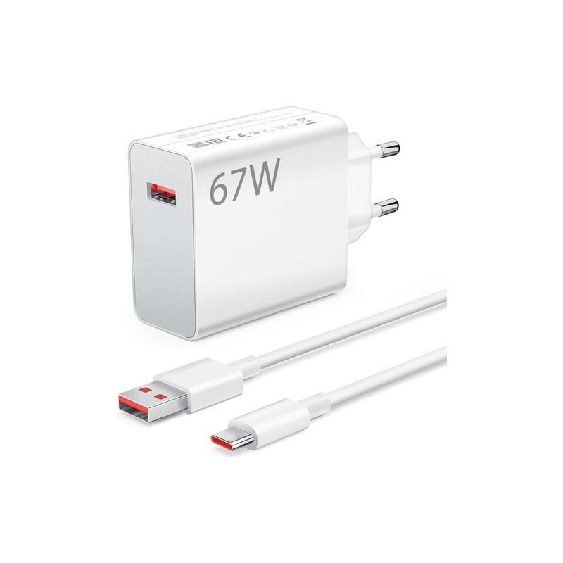 CHARGEUR AVEC CABLE USB TO TYPE C  –  67W – WHITE