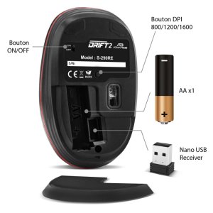 Souris sans fil Advance Drift 2 / Noir et Rouge